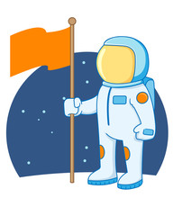 Fototapeta premium Astronaut holding flag