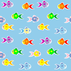 Naklejka na ściany i meble Fish stickers seamless pattern