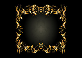 Golden curved leaves assembled in a square frame.