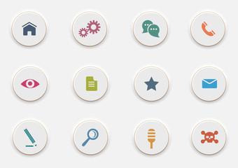Computer Icons on round white buttons
