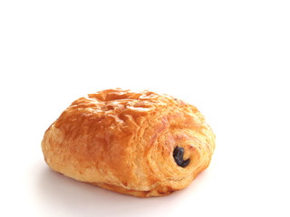 Chocolate croissant isolated on white background