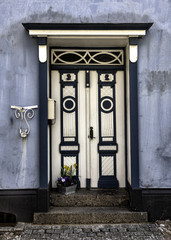 Fringed door in the medieval city of Tonder, Denmark
