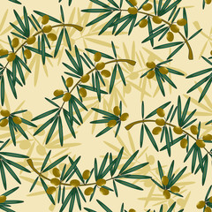 Obraz premium vector seamless pattern with olive branch