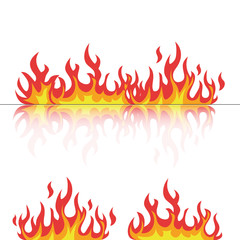 flames set with reflection on white vector