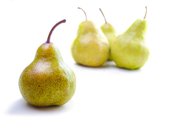 Four Pears isolated on white