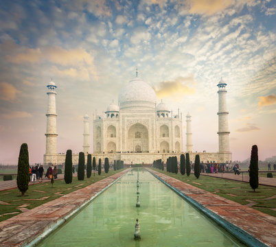 Taj Mahal on sunrise sunset, Agra, India