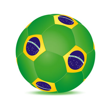 ballon football vert jaune avec drapeau brésilien