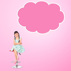 Smile little asian girl with empty think bubble