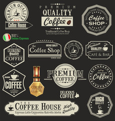 Lot d& 39 étiquettes de café rétro vintage