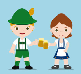 oktoberfest couple with beers, cheers!!!
