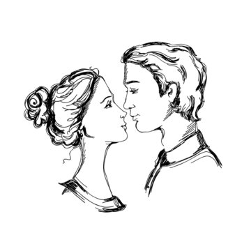 Sketch of loving couple