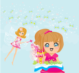 little girl reading fairy tales