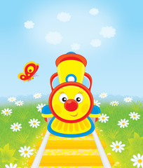 toy train and small butterfly