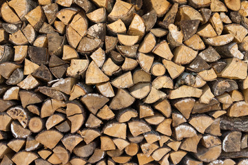 Pile of wood logs ready for winter