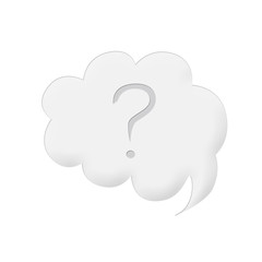 Question mark in bubble cloud isolated on white background