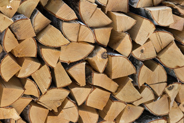 Pile of wood logs ready for winter