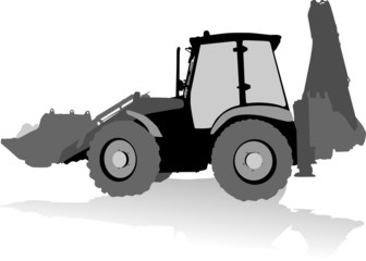 Fototapeta na wymiar Vector silhouette of a tractor of road service
