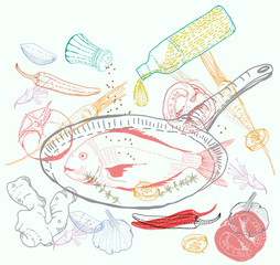 Background with taste Fish dish