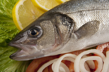 Freshly Bass Fish with vegetables