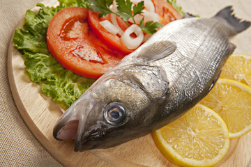 Freshly Bass Fish with vegetables