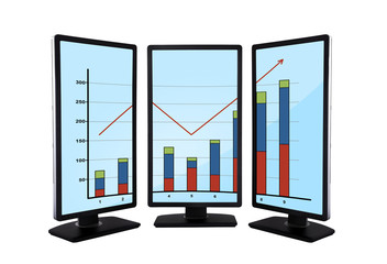 flat panels with chart