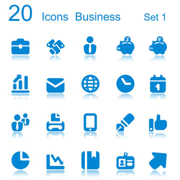 20 icons business blue reflex