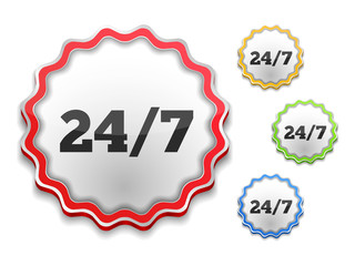 Label with 24/7 symbol