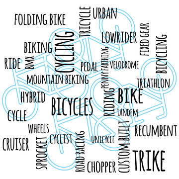 a bikes and cycling themed text graphic