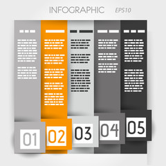 orange column infographic five options in big down square
