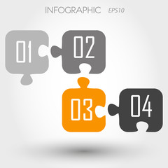 orange puzzle infographic numbers