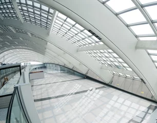 Papier Peint photo Aéroport interior of the modern mall of beijin airport subway station.