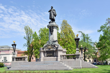 Monument of Polish poet Adam Mickiewicz. Warsaw, Poland
