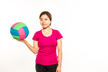 asian woman with a ball