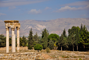 Ruins of the Umayyad city of Anjar in Bekaa Valley in Lebanon