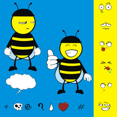 bee kid funny cartoon set