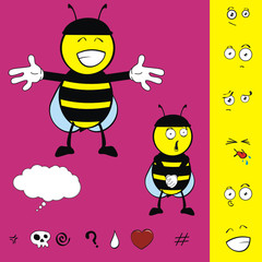 bee kid cartoon expressions pack in vector format
