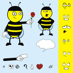 Valentine bee character cartoon pack in vector format