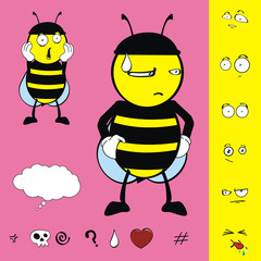 bee cartoon kawaii expressions pack collection in vector format