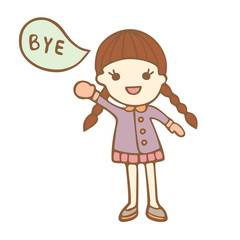 Cartoon cute girl saying bye
