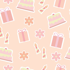 Seamless Pattern Of Birthday Elements