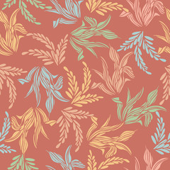 Seamless pattern background of colorful leaf flower