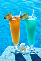 Cocktails near swimming pool