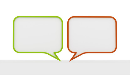 Green and red speech bubbles