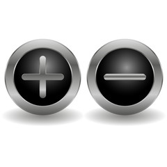Fototapeta premium Metallic plus and minus buttons