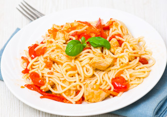 Chicken Breast with spaghetti and vegetables