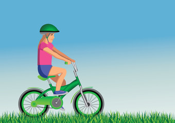 Fototapeta premium ecologist girl on bike