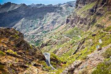 Mountain road to Masca village in Teno Mountains, Tenerife,  Spa