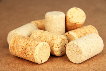 Wine corks on wooden background