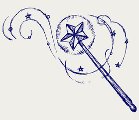 Magic wand. Doodle style