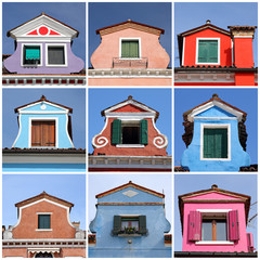 antique colorful roof windows collection, Burano